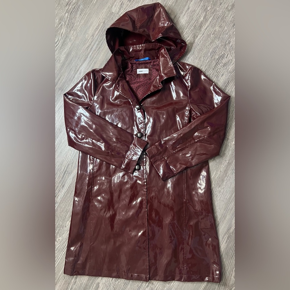Jane Post Women's Glossy Burgundy Trench Coat